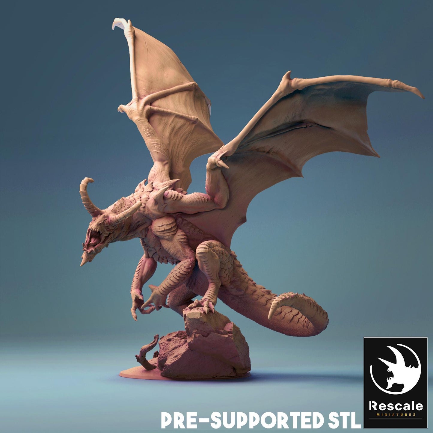 Fafnir Dragon, Mounted Monster | TABLETOP SCALE | D&D TTRPG Dragon Miniature | Rescale Miniatures