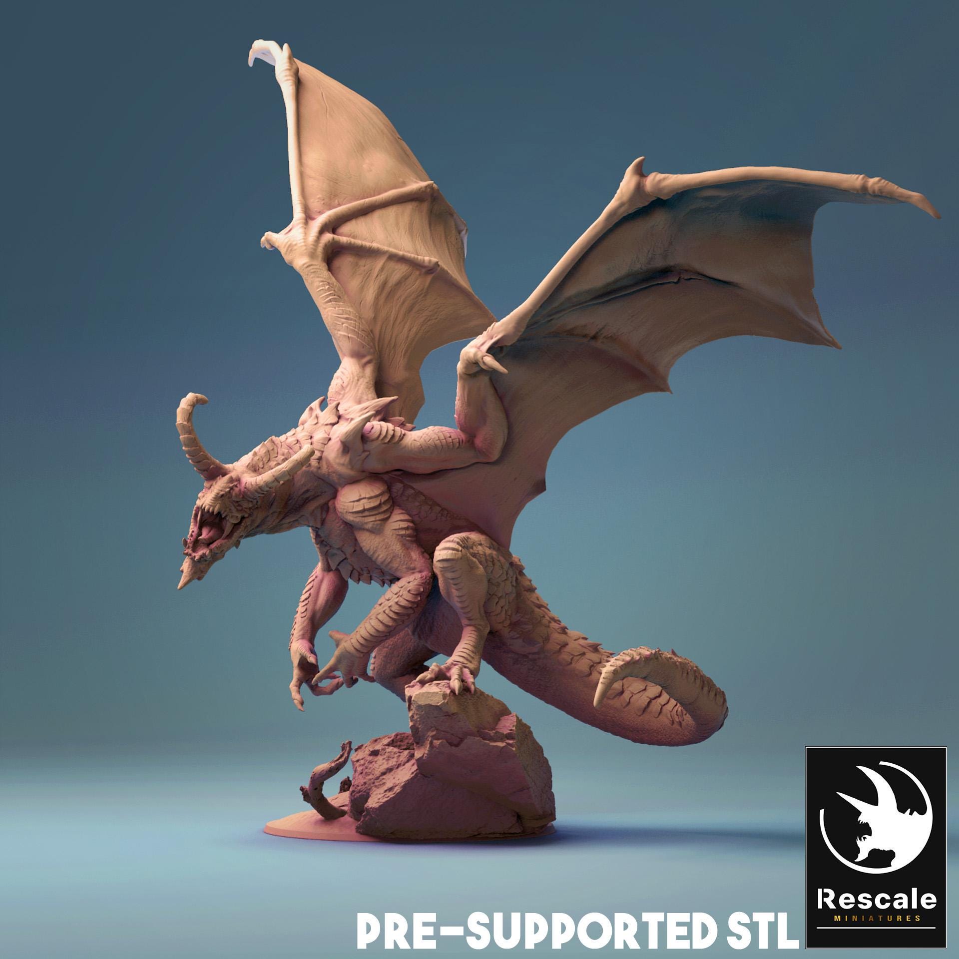 Fafnir Dragon, Mounted Monster | TABLETOP SCALE | D&D TTRPG Dragon Miniature | Rescale Miniatures