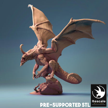 Fafnir Dragon, Mounted Monster | TABLETOP SCALE | D&D TTRPG Dragon Miniature | Rescale Miniatures