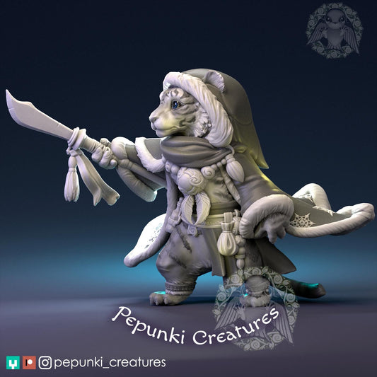 Tiger Warrior Swordsman | Tabletop or Display Scale | D&D Humblewood TTRPG Miniature | Pepunki Creatures