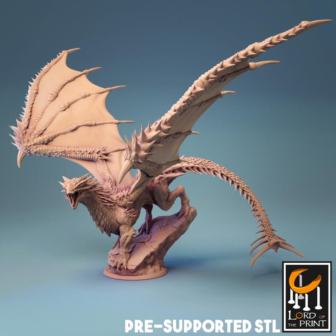 Red Dragon, Chromatic Monster | TABLETOP SCALE | D&D TTRPG Dragon Miniature | Rescale Miniatures
