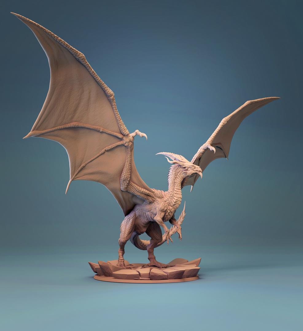 White Dragon, Chromatic Monster | TABLETOP SCALE | D&D TTRPG Dragon Miniature | Rescale Miniatures