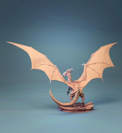 White Dragon, Chromatic Monster | TABLETOP SCALE | D&D TTRPG Dragon Miniature | Rescale Miniatures