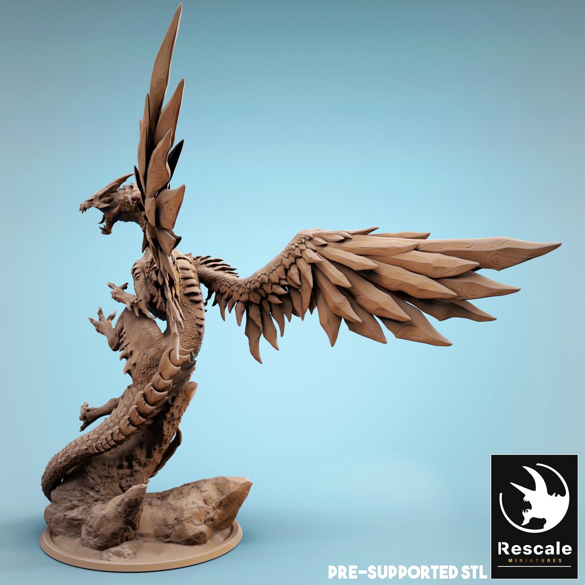 Steel Dragon, Metallic Monster | TABLETOP SCALE | D&D TTRPG Dragon Miniature | Rescale Miniatures