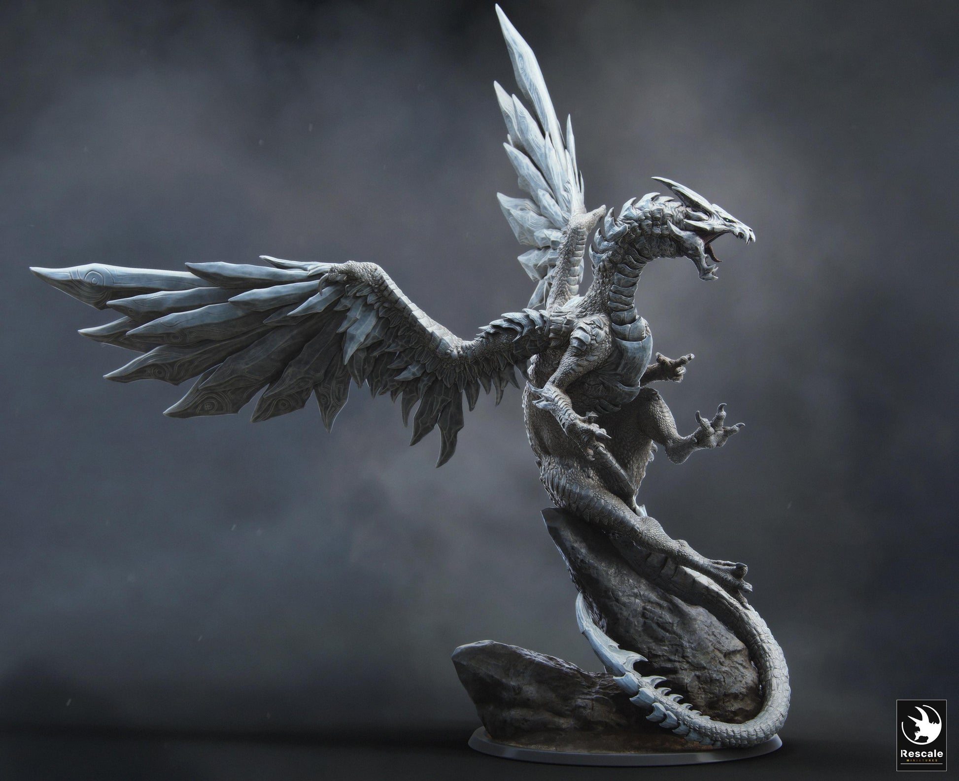Steel Dragon, Metallic Monster | TABLETOP SCALE | D&D TTRPG Dragon Miniature | Rescale Miniatures