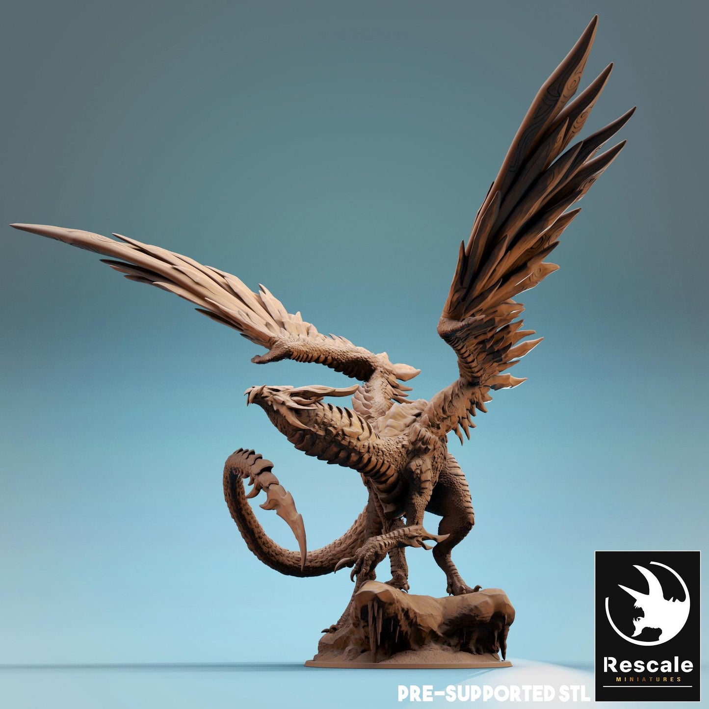Steel Dragon, Metallic Monster | TABLETOP SCALE | D&D TTRPG Dragon Miniature | Rescale Miniatures