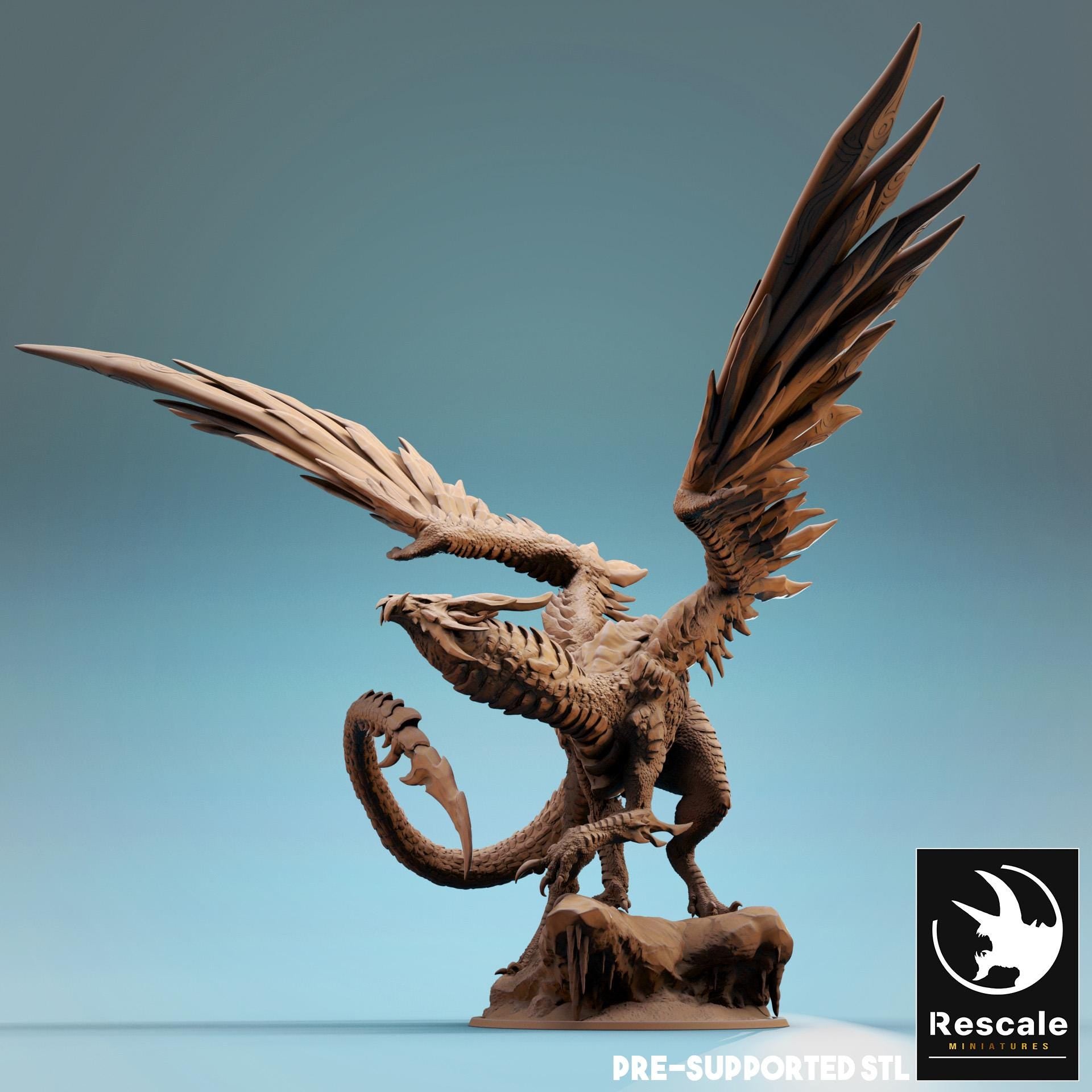Steel Dragon, Metallic Monster | TABLETOP SCALE | D&D TTRPG Dragon Miniature | Rescale Miniatures