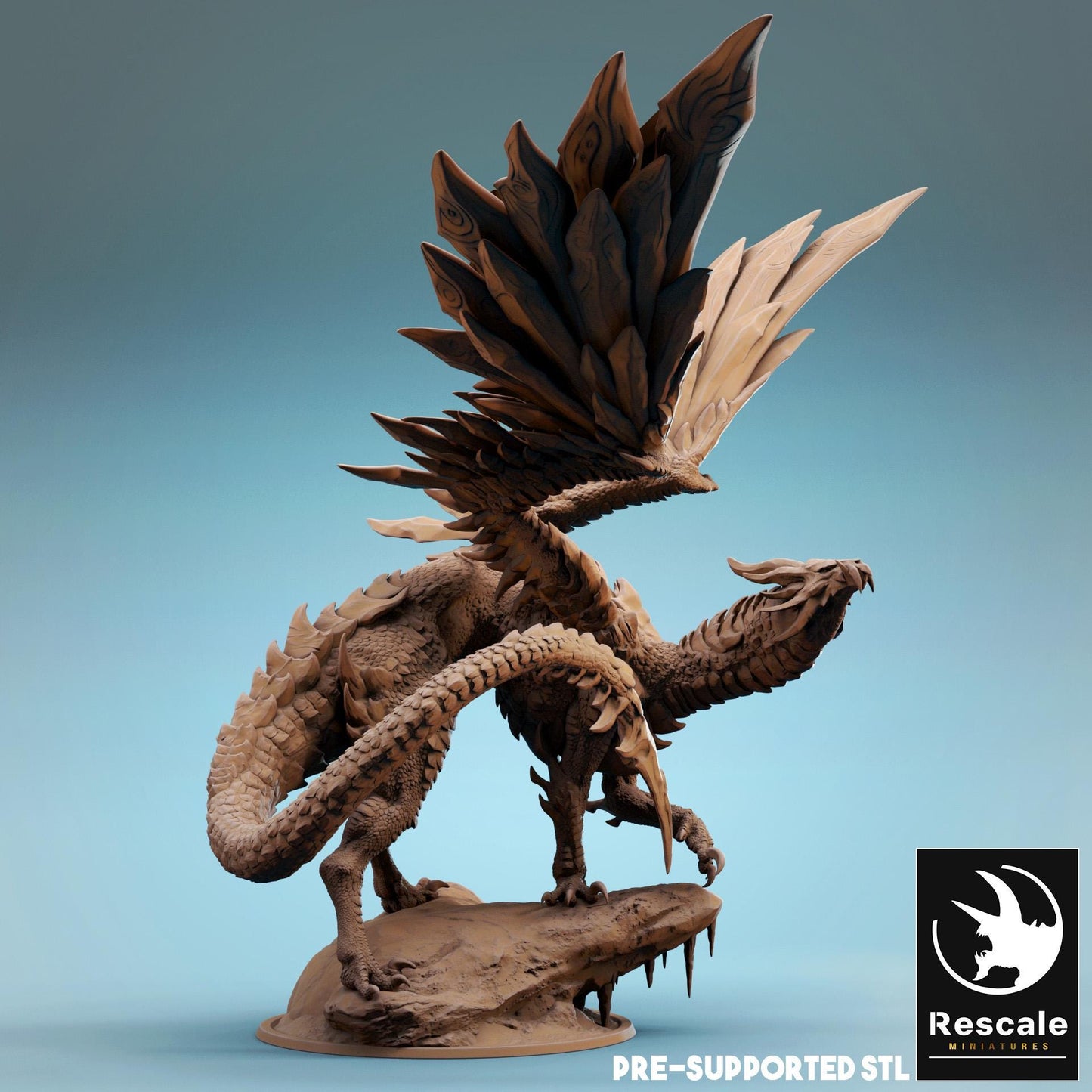 Steel Dragon, Metallic Monster | TABLETOP SCALE | D&D TTRPG Dragon Miniature | Rescale Miniatures