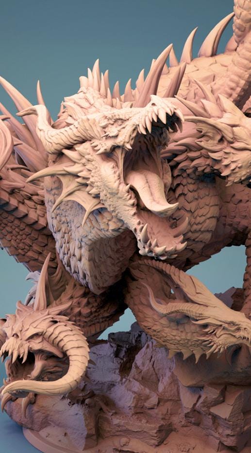 Tiamat, Queen Mother of Chromatic Dragons | TABLETOP SCALE | TTRPG Dragon Miniature | Rescale Miniatures