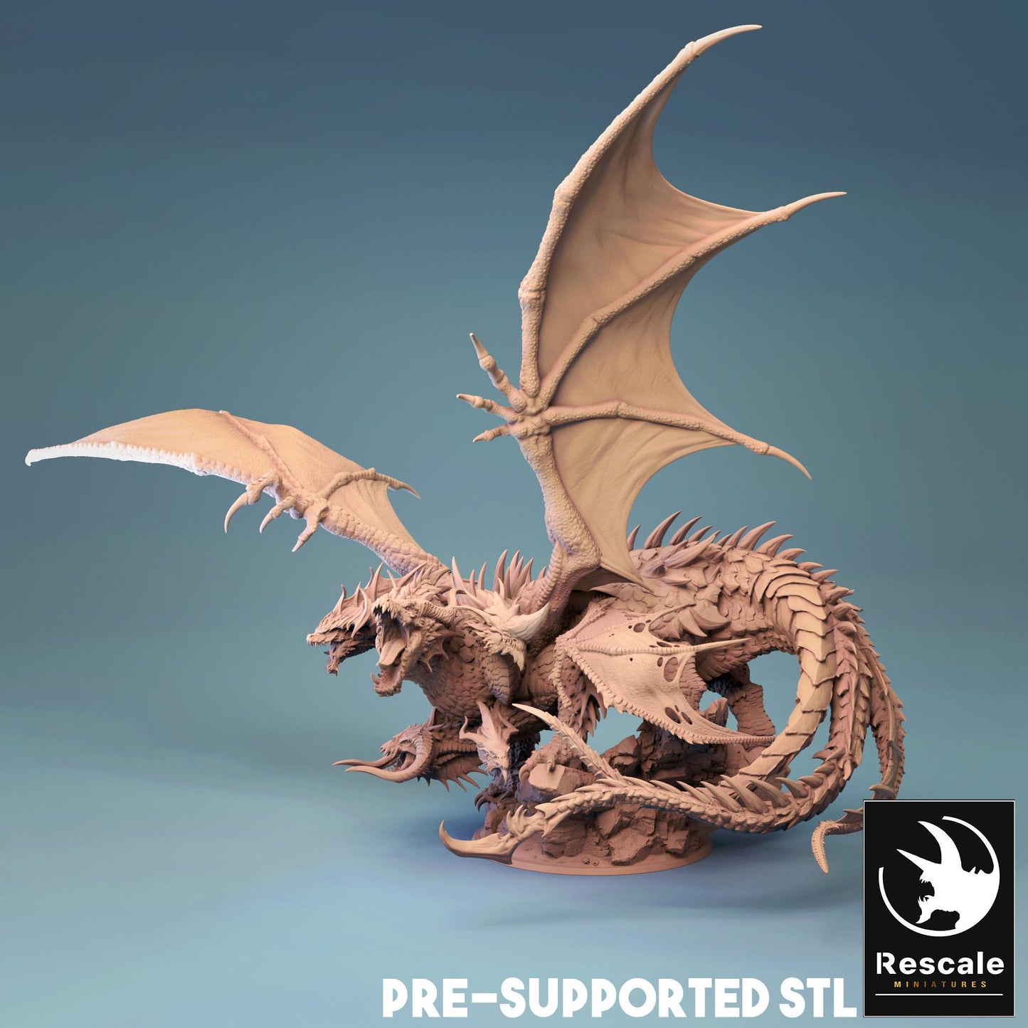 Tiamat, Queen Mother of Chromatic Dragons | TABLETOP SCALE | TTRPG Dragon Miniature | Rescale Miniatures