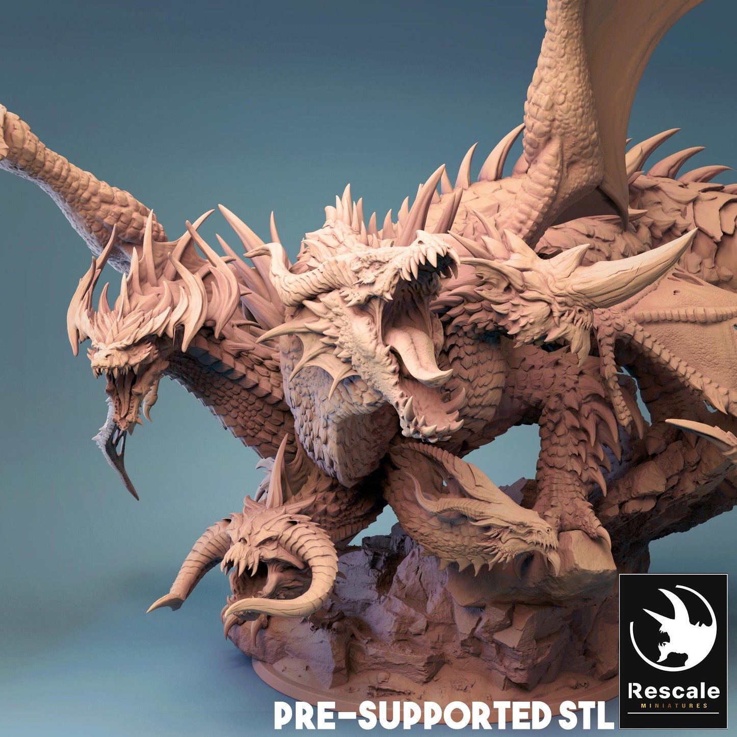 Tiamat, Queen Mother of Chromatic Dragons | TABLETOP SCALE | TTRPG Dragon Miniature | Rescale Miniatures
