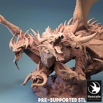 Tiamat, Queen Mother of Chromatic Dragons | TABLETOP SCALE | TTRPG Dragon Miniature | Rescale Miniatures