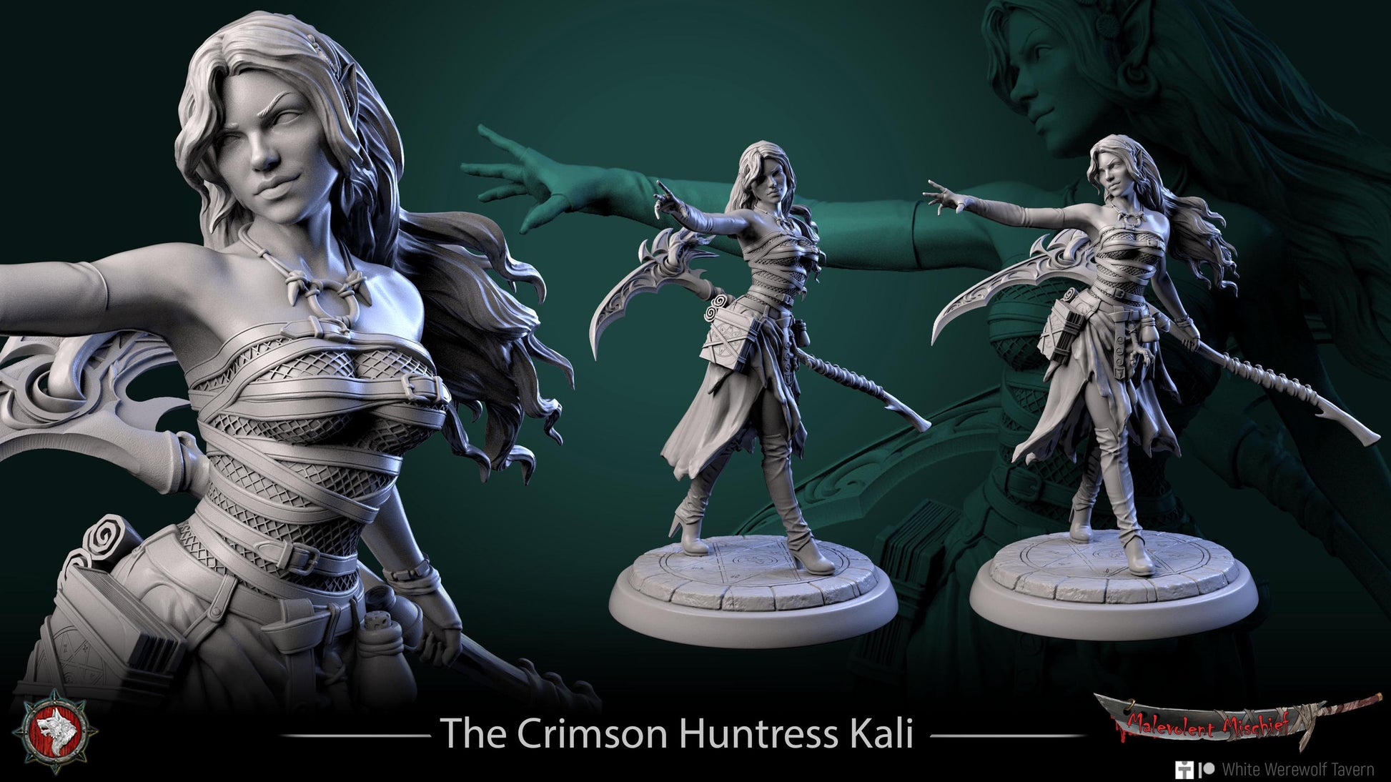 Alberta the Soulflayer | TABLETOP SCALE | TTRPG Miniature | White Werewolf Tavern | Unpainted, Unplated Resin 8k