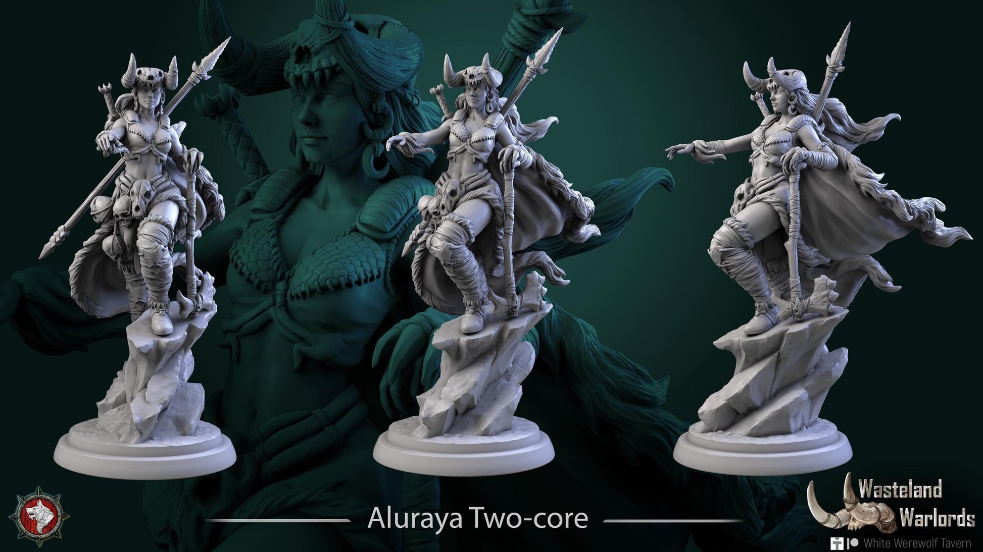 Aluraya Two-Core | TABLETOP SCALE | TTRPG Miniature | White Werewolf Tavern | Unpainted, Unplated Resin 8k