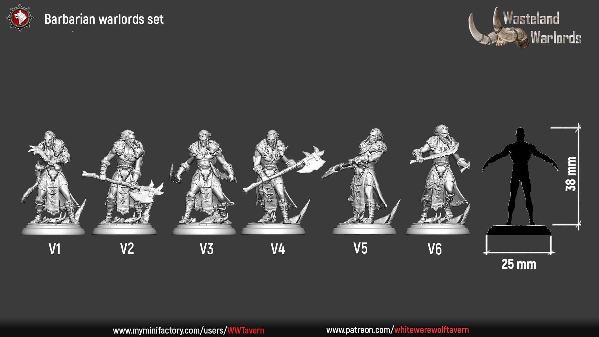 Barbarian Warlords, Males | TABLETOP SCALE | TTRPG Miniature | White Werewolf Tavern | Unpainted, Unplated Resin 8k