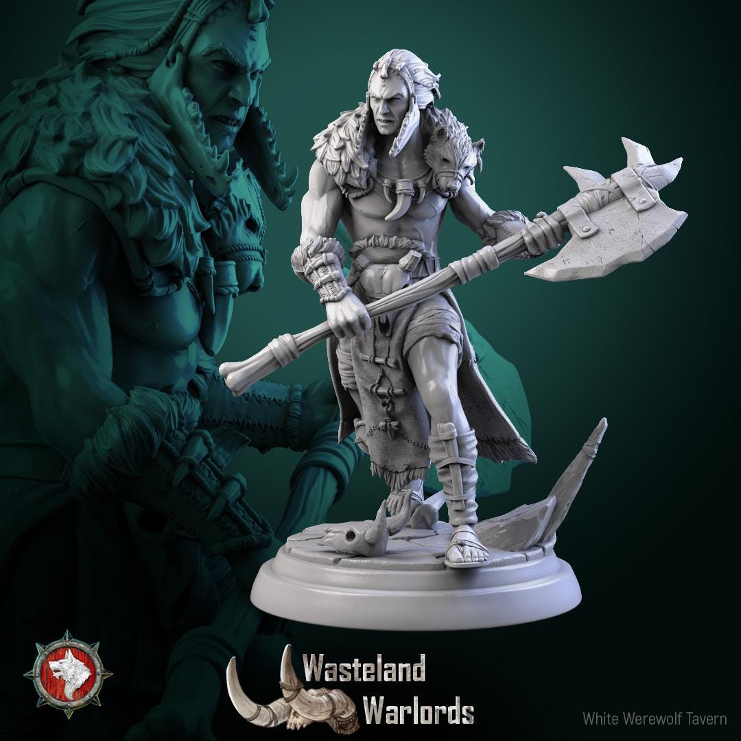 Barbarian Warlords, Males | TABLETOP SCALE | TTRPG Miniature | White Werewolf Tavern | Unpainted, Unplated Resin 8k