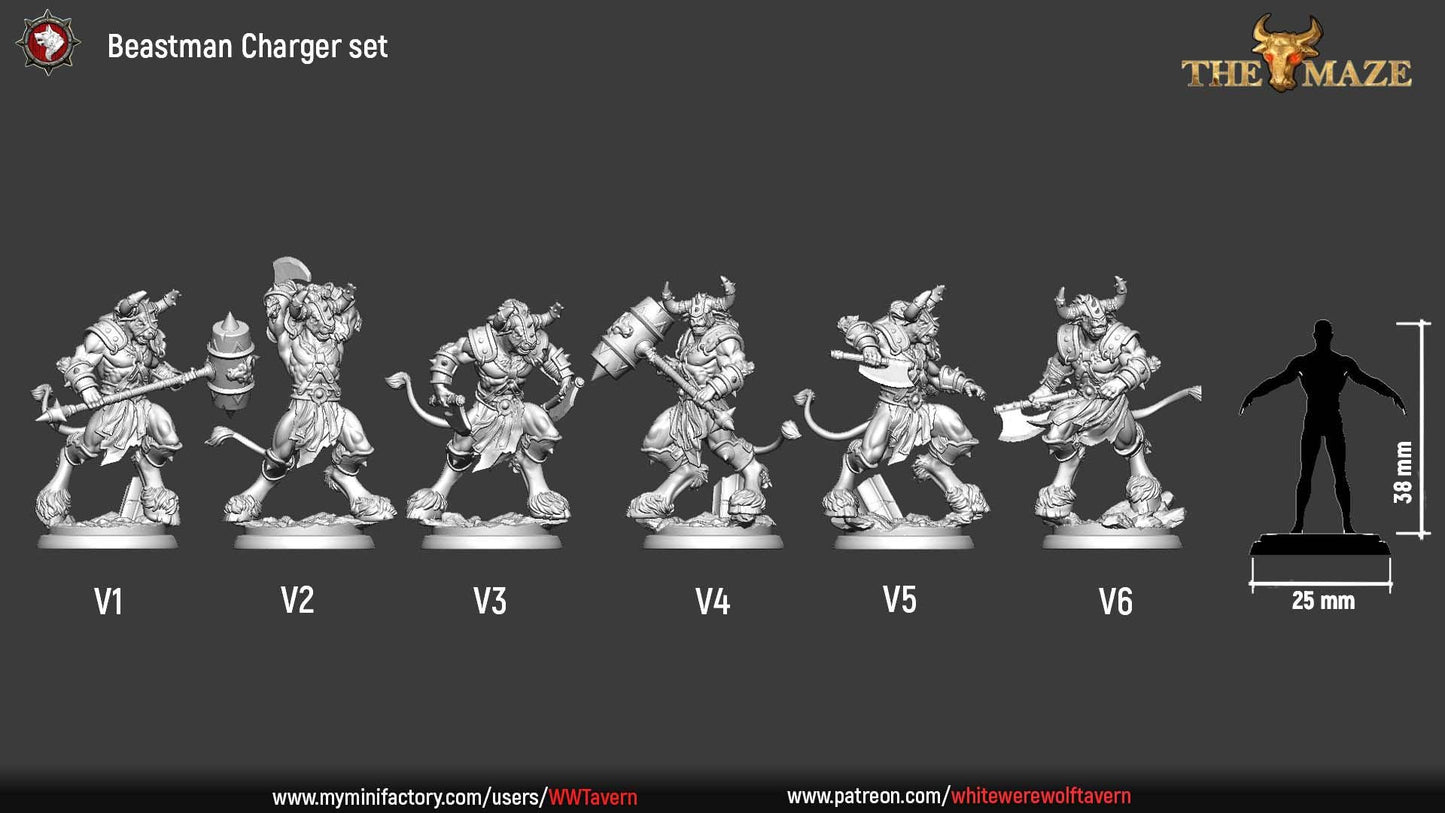 Beastman Chargers | TABLETOP SCALE | TTRPG Miniature | White Werewolf Tavern | Unpainted, Unplated Resin 8k