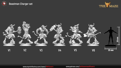 Beastman Chargers | TABLETOP SCALE | TTRPG Miniature | White Werewolf Tavern | Unpainted, Unplated Resin 8k