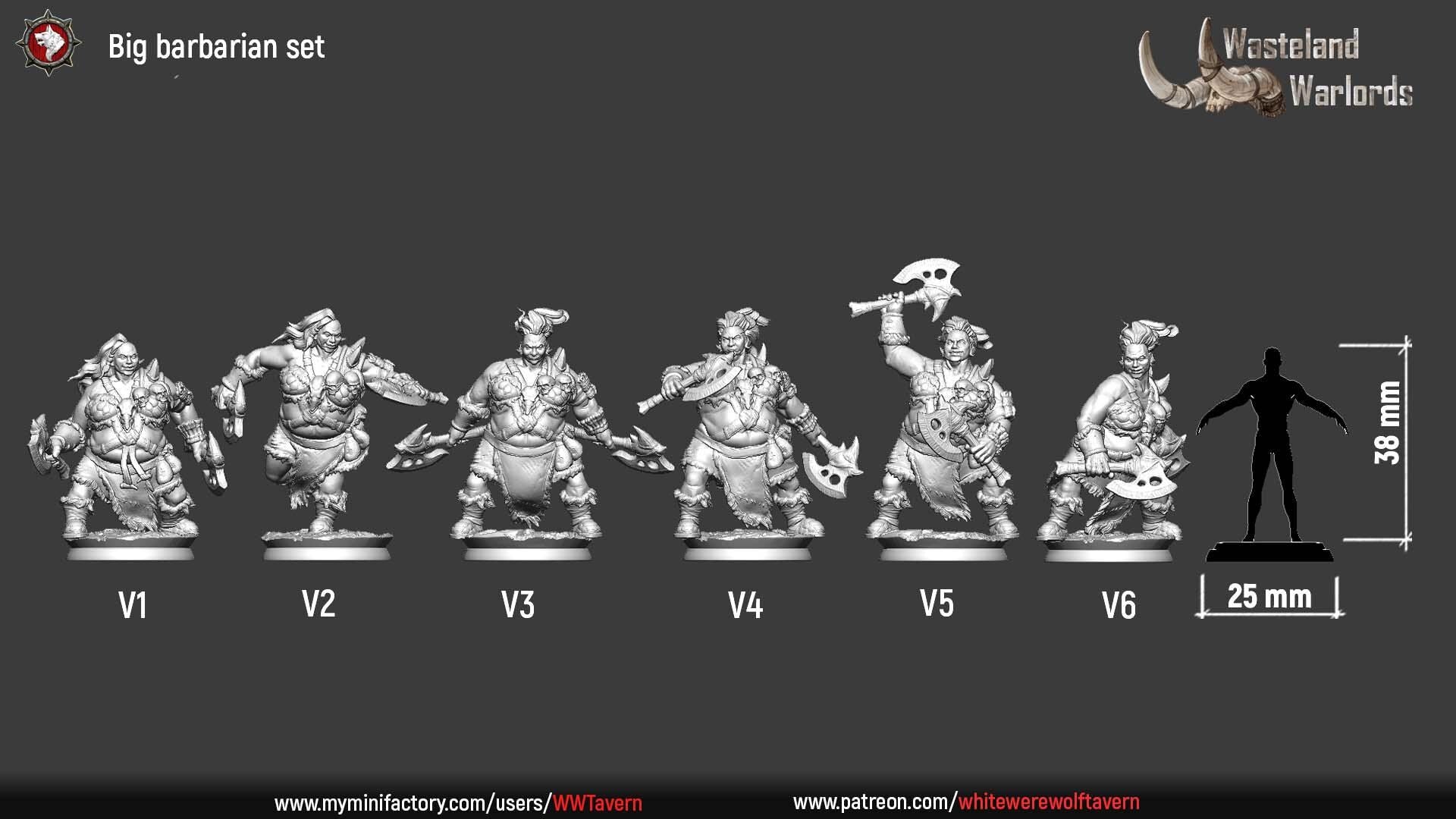 Big Barbarians | TABLETOP SCALE | TTRPG Miniature | White Werewolf Tavern | Unpainted, Unplated Resin 8k