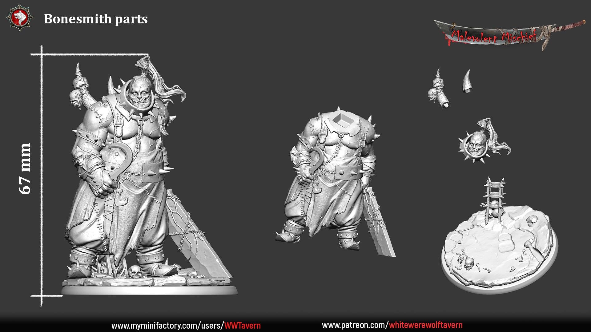 Bonesmith | TABLETOP SCALE | TTRPG Miniature | White Werewolf Tavern | Unpainted, Unplated Resin 8k