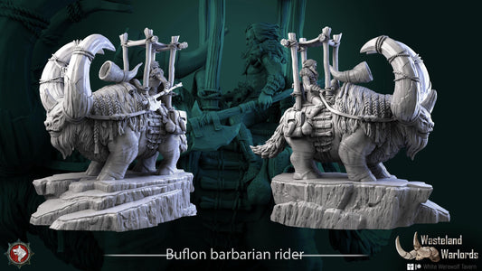 Buflon Barbarian Rider | TABLETOP SCALE | D&D TTRPG Miniature | White Werewolf Tavern