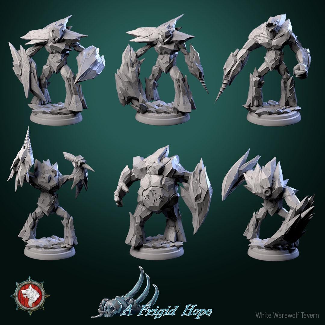 Crysalith Guardians | TABLETOP SCALE | TTRPG Miniature | White Werewolf Tavern | Unpainted, Unplated Resin 8k