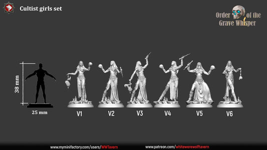 Cultist Girls | TABLETOP SCALE | TTRPG Miniature | White Werewolf Tavern | Unpainted, Unplated Resin 8k