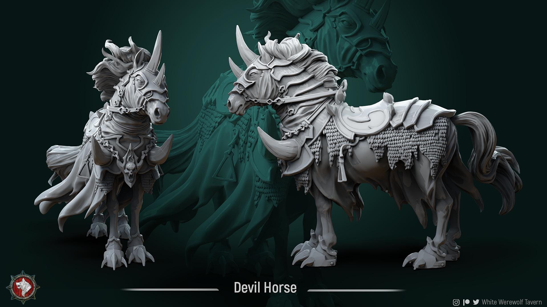 Devil Horse | TABLETOP SCALE | TTRPG D&D Miniature | White Werewolf Tavern