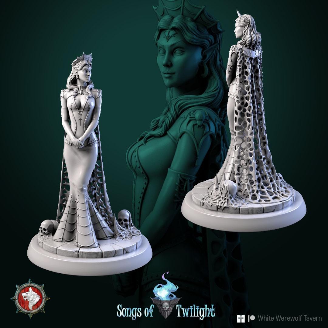 Drow Girl Anneir | TABLETOP SCALE | TTRPG Miniature | White Werewolf Tavern | Unpainted, Unplated Resin 8k