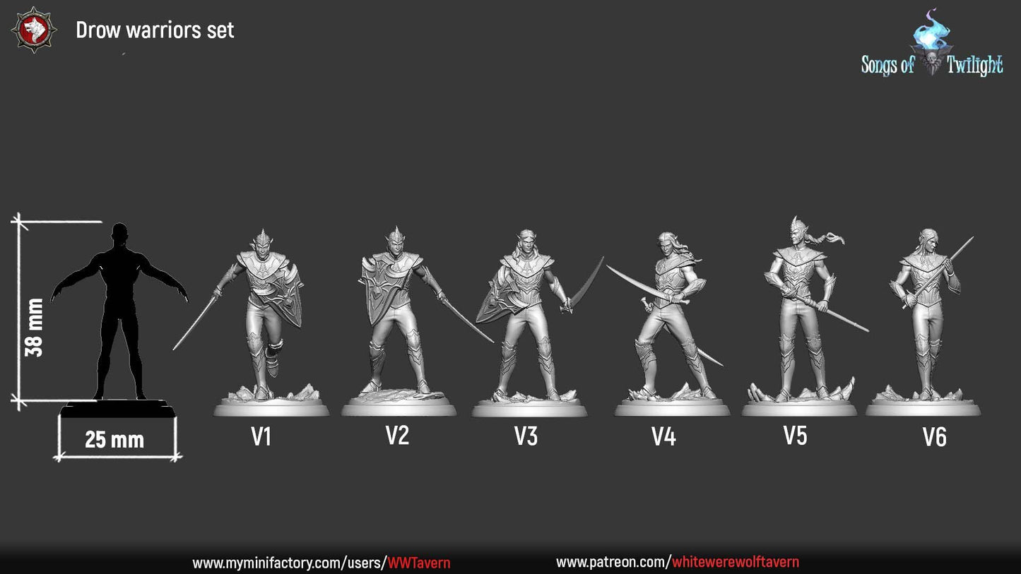 Drow Warriors | TABLETOP SCALE | TTRPG Miniature | White Werewolf Tavern