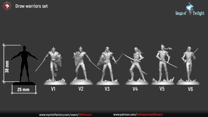 Drow Warriors | TABLETOP SCALE | TTRPG Miniature | White Werewolf Tavern