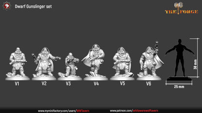 Dwarf Gunslingers | TABLETOP SCALE | TTRPG Miniature | White Werewolf Tavern