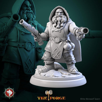 Dwarf Gunslingers | TABLETOP SCALE | TTRPG Miniature | White Werewolf Tavern