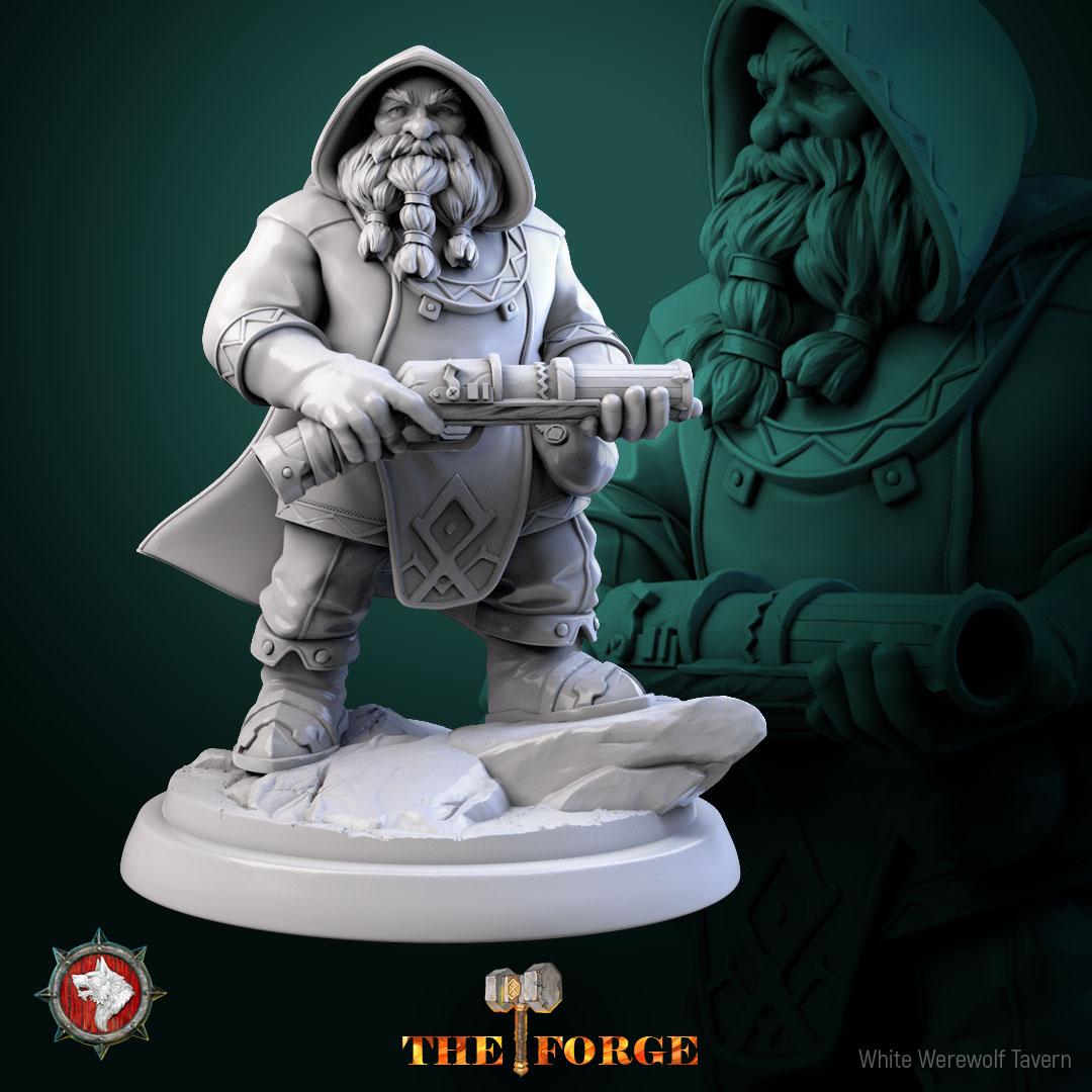 Dwarf Gunslingers | TABLETOP SCALE | TTRPG Miniature | White Werewolf Tavern