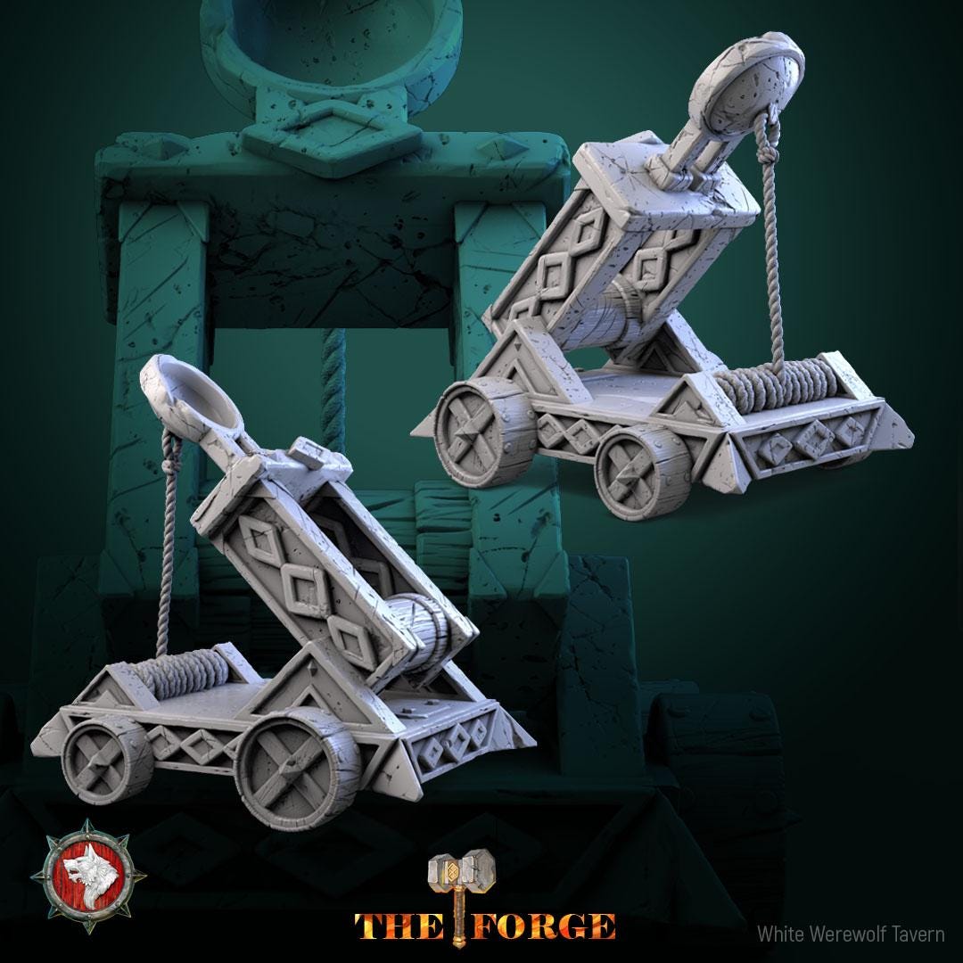 Dwarven Catapult | TTRPG Miniature | White Werewolf Tavern