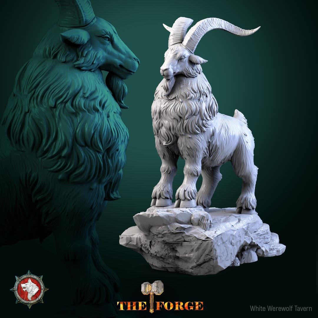 Dwarven Goats | TABLETOP SCALE | TTRPG Miniature | White Werewolf Tavern