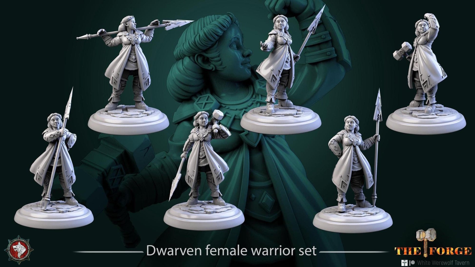 Dwarven Female Warriors | TABLETOP SCALE | TTRPG Miniature | White Werewolf Tavern