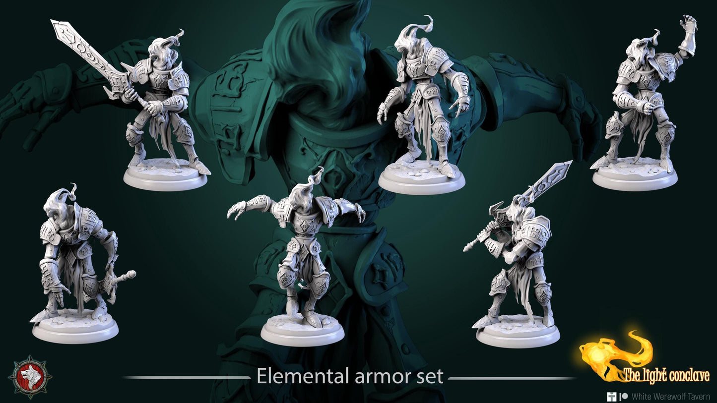 Elemental Armors | TABLETOP SCALE | TTRPG Miniature | White Werewolf Tavern