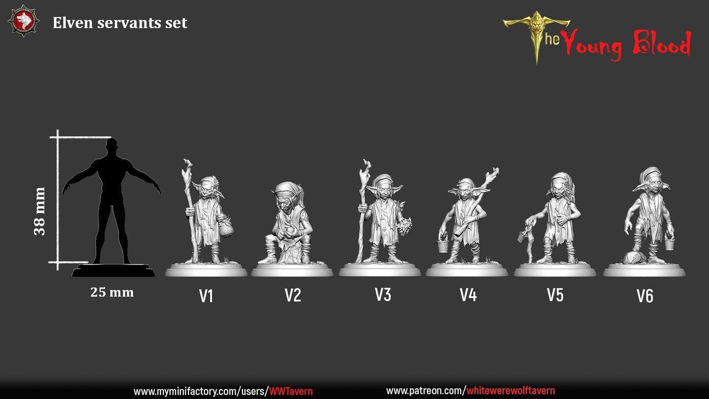 Elven Servants | TABLETOP SCALE | TTRPG Miniature | White Werewolf Tavern