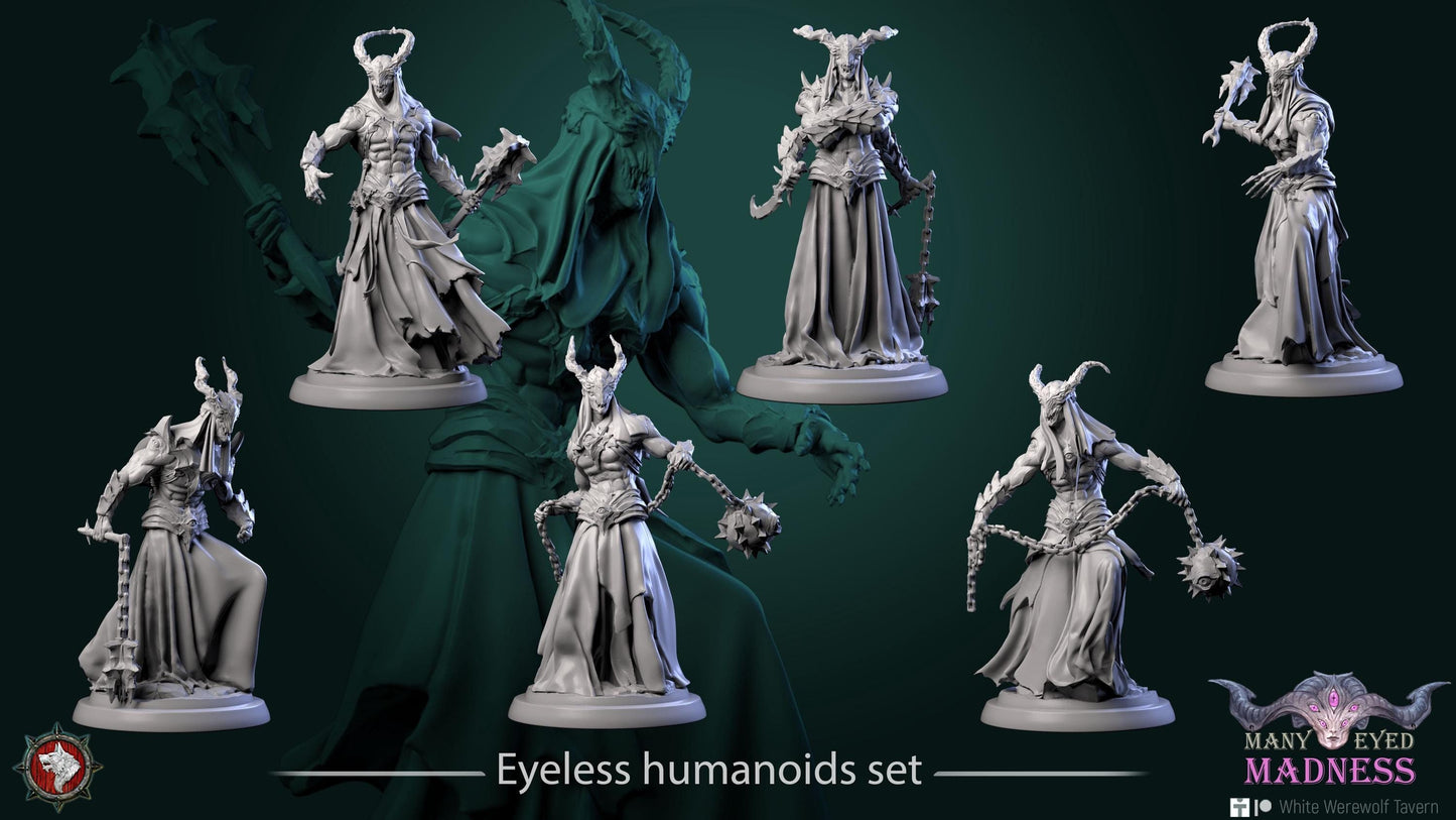 Eyeless Humanoids | TABLETOP SCALE | TTRPG D&D Miniature | White Werewolf Tavern