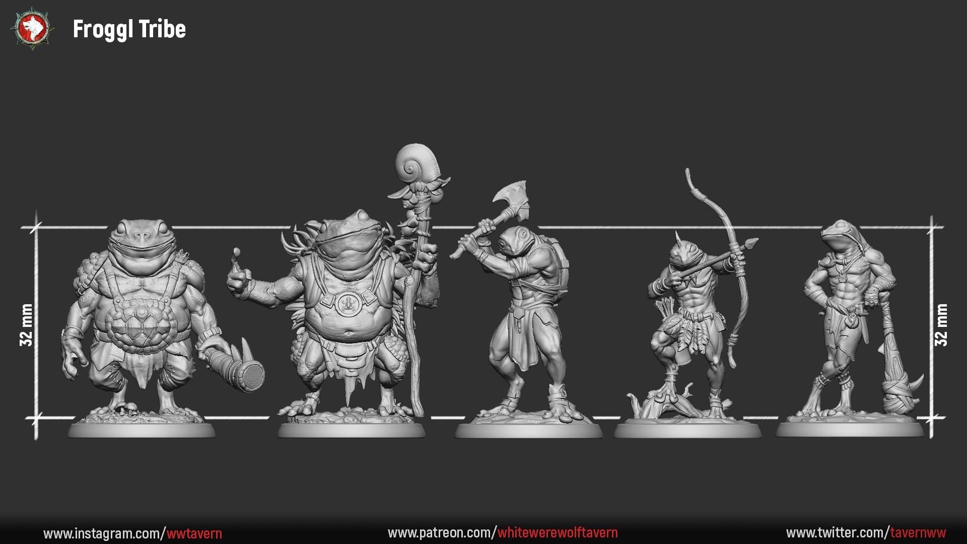 Froggl Tribe | TABLETOP SCALE | TTRPG Miniature | White Werewolf Tavern
