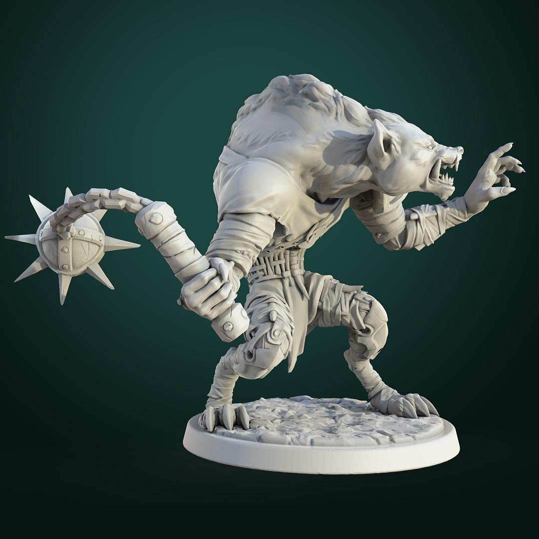 Gnoll Berserk | TABLETOP SCALE | TTRPG D&D Miniature | White Werewolf Tavern