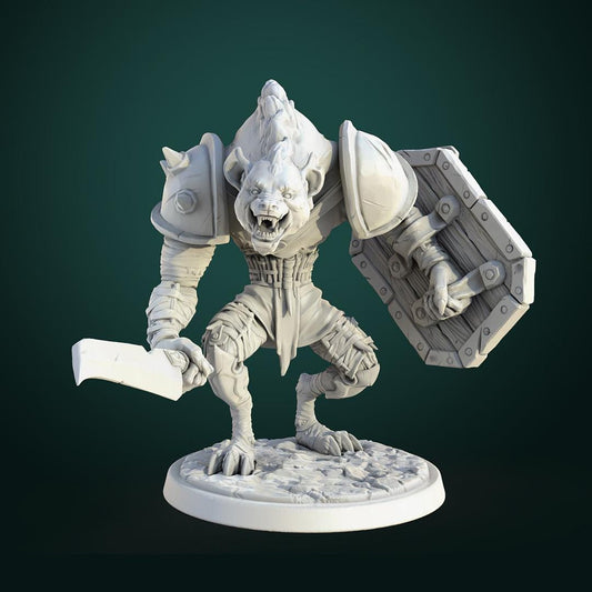 Gnoll Shieldmaster | TABLETOP SCALE | TTRPG D&D Miniature | White Werewolf Tavern