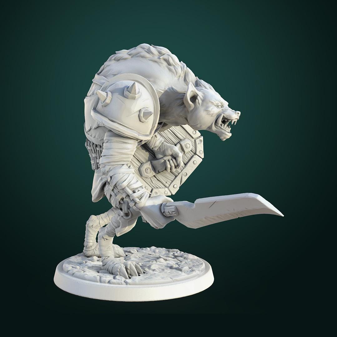 Gnoll Shieldmaster | TABLETOP SCALE | TTRPG D&D Miniature | White Werewolf Tavern