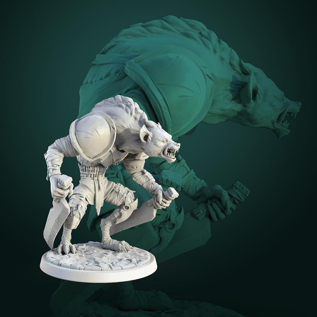 Gnoll Swordmaster | TABLETOP SCALE | TTRPG D&D Miniature | White Werewolf Tavern