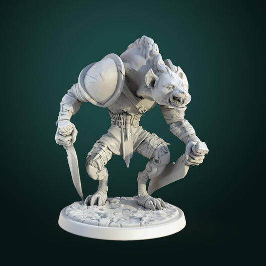 Gnoll Swordmaster | TABLETOP SCALE | TTRPG D&D Miniature | White Werewolf Tavern