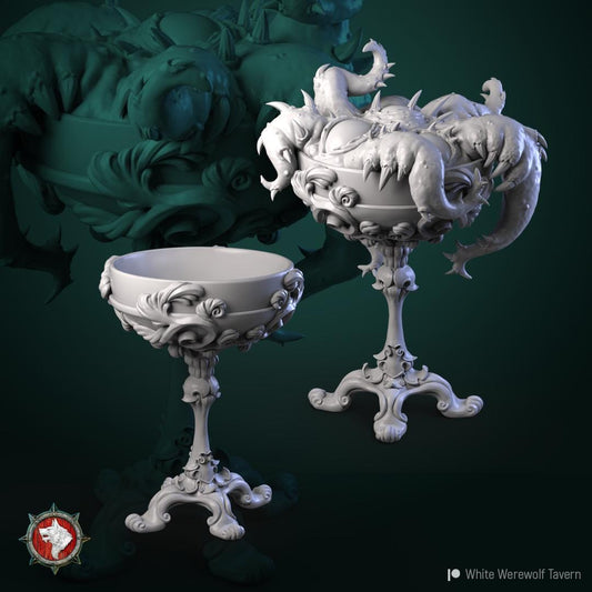 Goblet and Mimic Goblet Set | TABLETOP SCALE | TTRPG D&D Miniature | White Werewolf Tavern