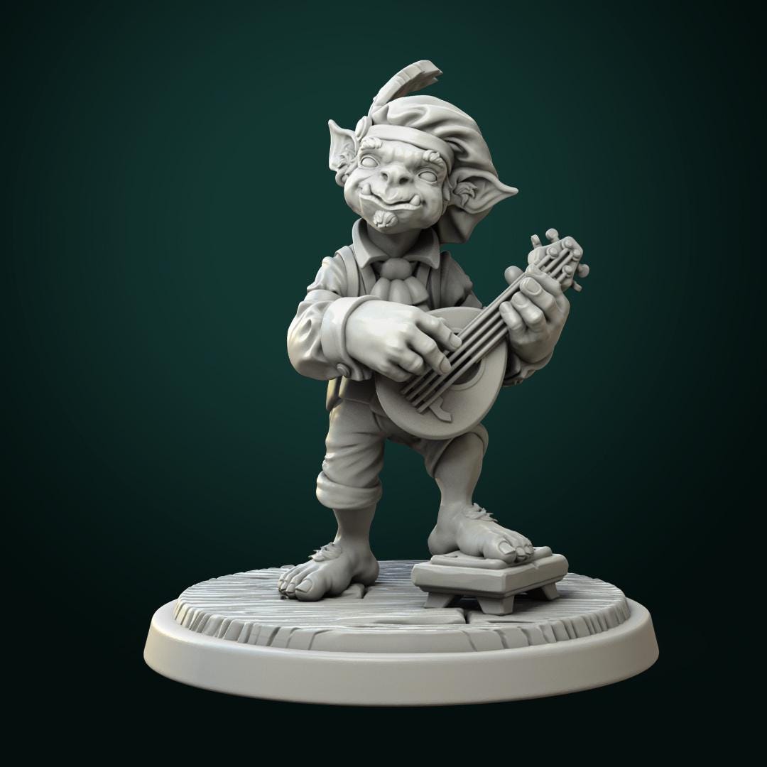 Goblin Bard | TABLETOP SCALE | TTRPG D&D Miniature | White Werewolf Tavern