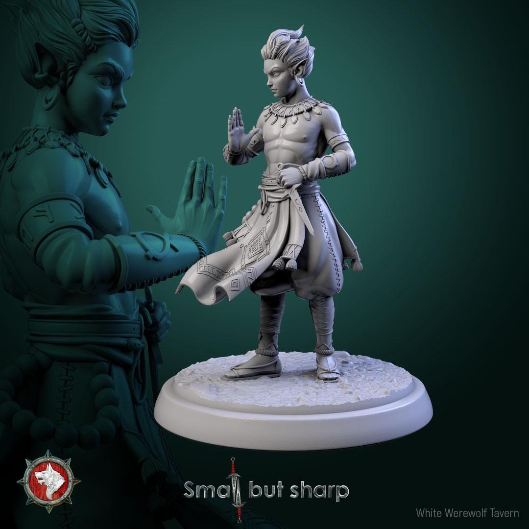 Halfling Monks | TABLETOP SCALE | TTRPG D&D Miniature | White Werewolf Tavern