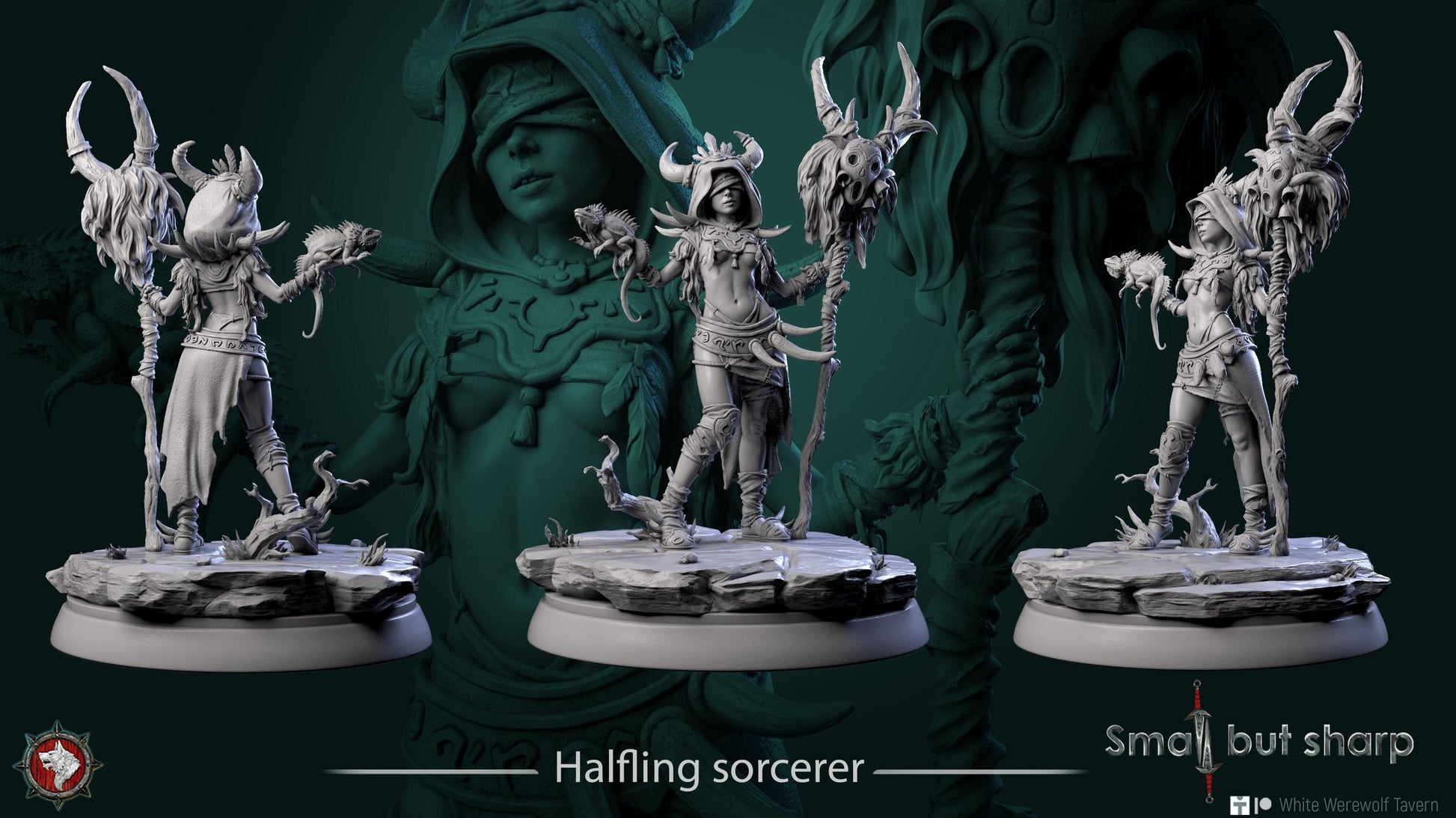Halfling Sorcerer | TTRPG D&D Miniature | White Werewolf Tavern